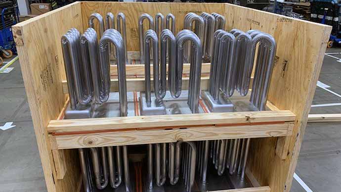 Cooling tubes in crate