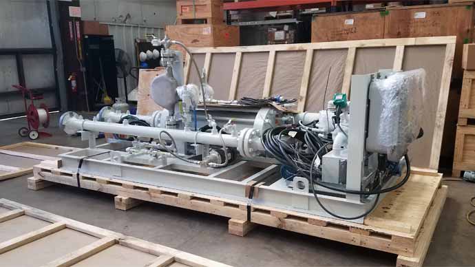 Oil-field equipment in shipping crate
