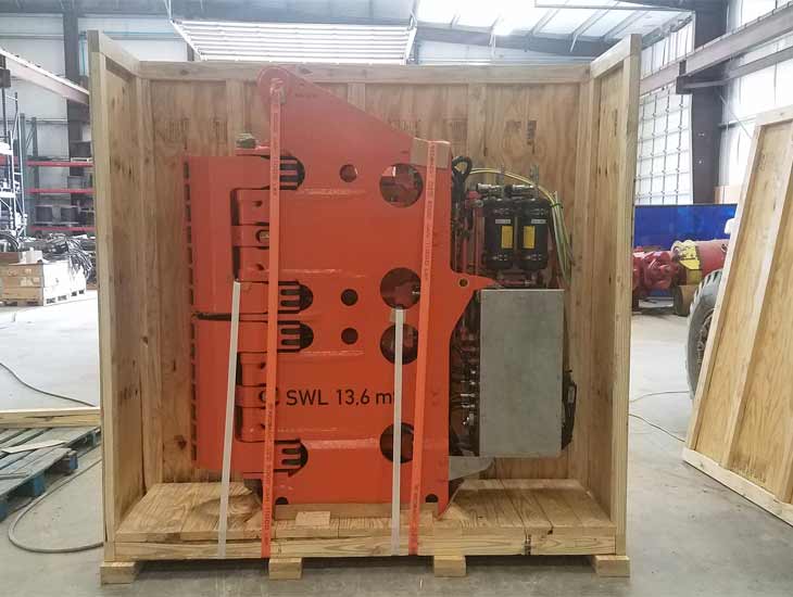 Equipment in wooden crate