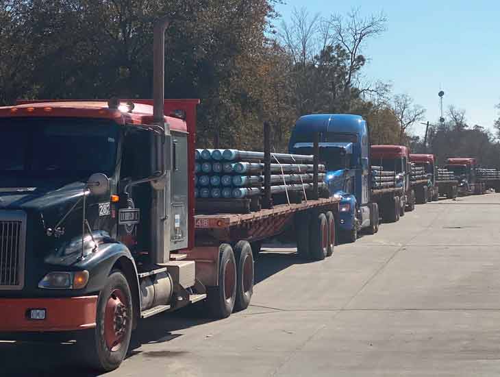 Flatbed truck with crates