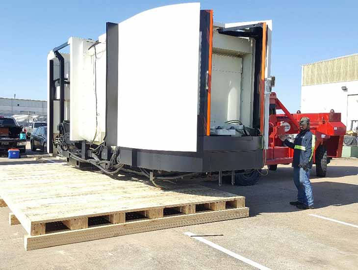 Equipment on skid on forklift