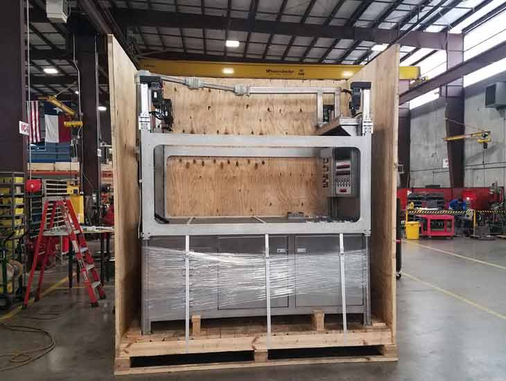 HVAC unit in crate