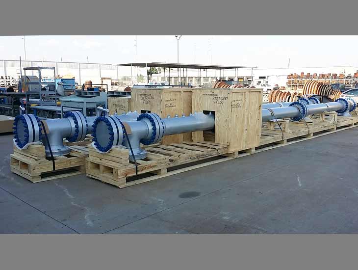 Large oil field pipes in crate