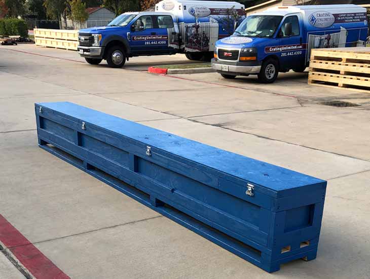Long crate for oil field part