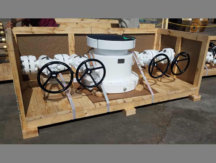 Oil field equipment in crate