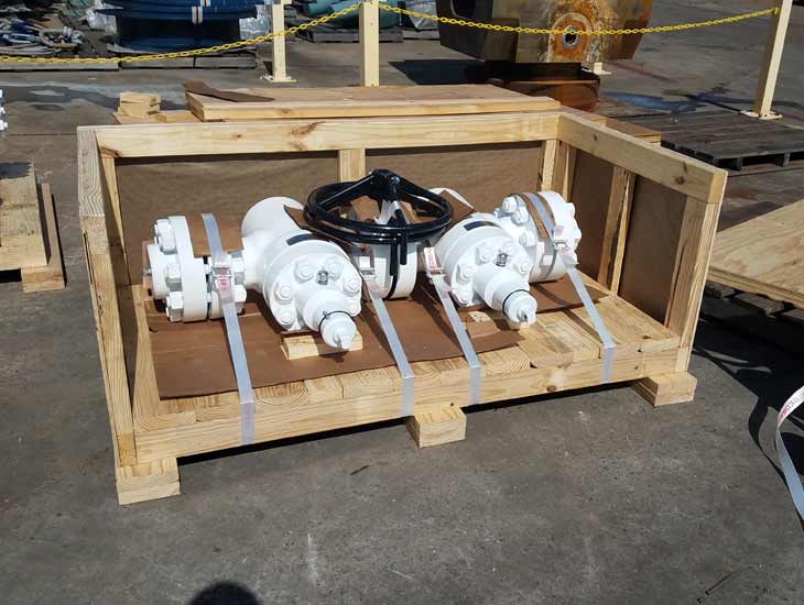 Oil field equipment in crate